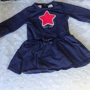 Koala Kids Dresses - *B2G1* Baby Navy Long Sleeve Star Dress Koala Kids Dresses - *B2G1* Baby Navy Long Sleeve Star Dress
